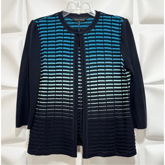 Ming Wang Sz PS S Petite Blue Cardigan Sweater - Picture 1 of 5